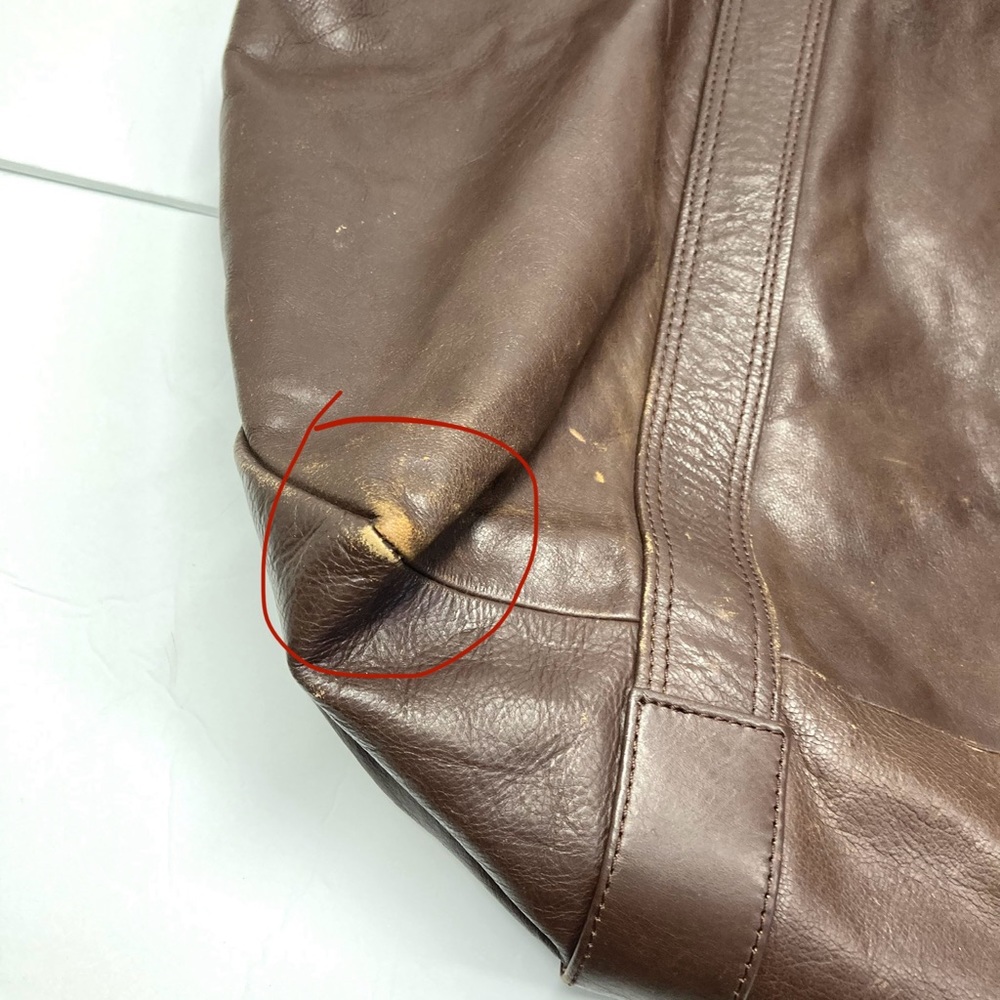 Y2K Marc Jacobs Large Brown Leather Horizontal Tote Bag  22x17" Big Tote - Picture 14 of 16